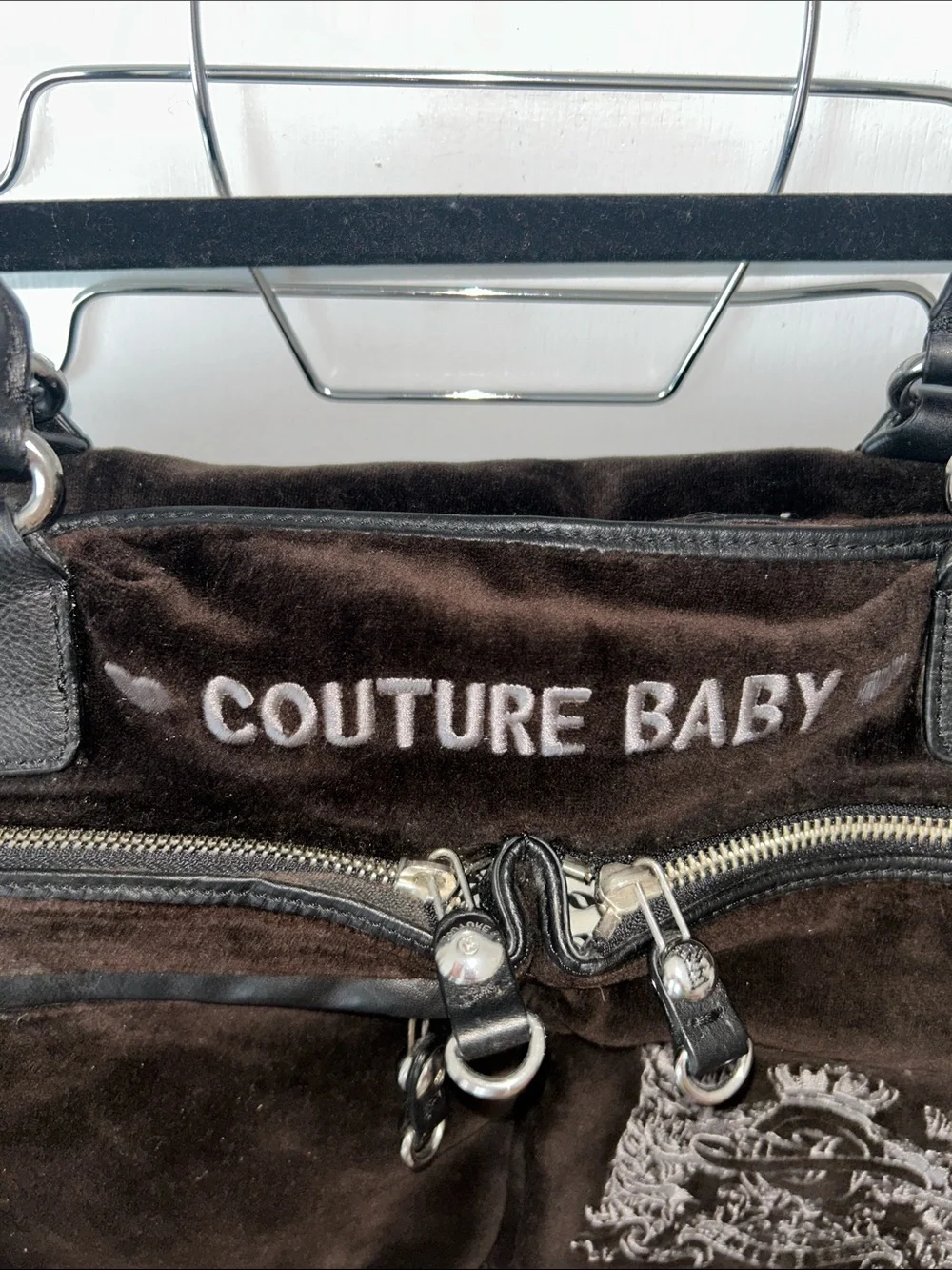 Juicy Couture Baby Y2k Luxury Vintage Brown Velour Velvet Duffel Diaper Bag